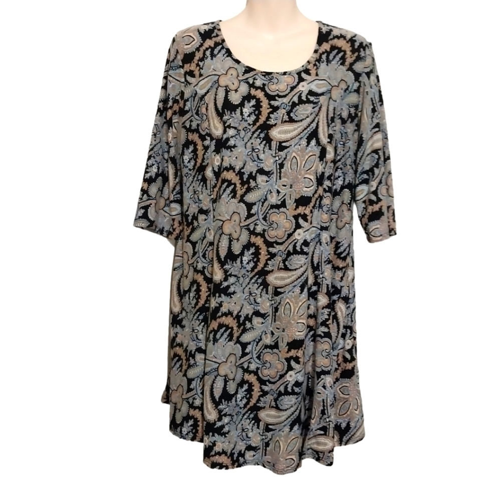 🔵BOGO FREE🔵 Wilde 3/4 Sleeve Paisley Loose Fit Dress Sz 1X
